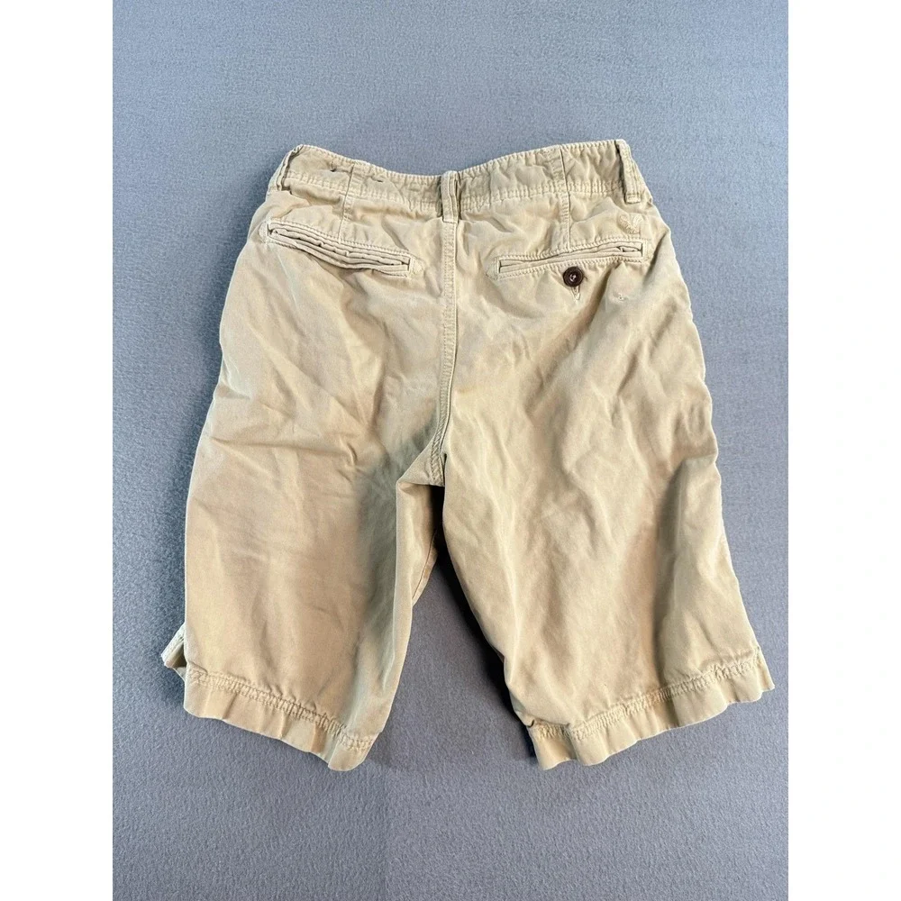 Y2K American Eagle Longer Length Shorts Mens 28 Beige Chino 11 Inseam